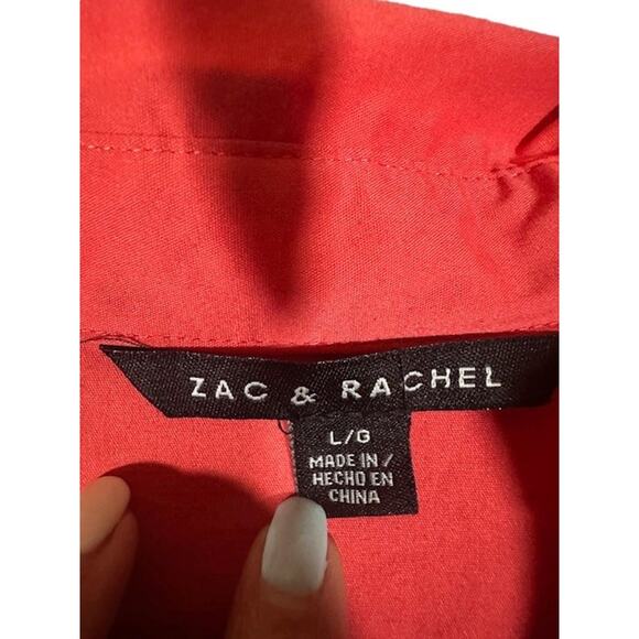 Zac & Rachel Pink Collared V-Neck Layered Button Down Shirt Women Sz L - Picture 7 of 8